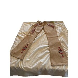 VTG NWT Single Womens Size 6 Bootcut‎ Khaki Embellished Pants Tan W/ Coral Beads